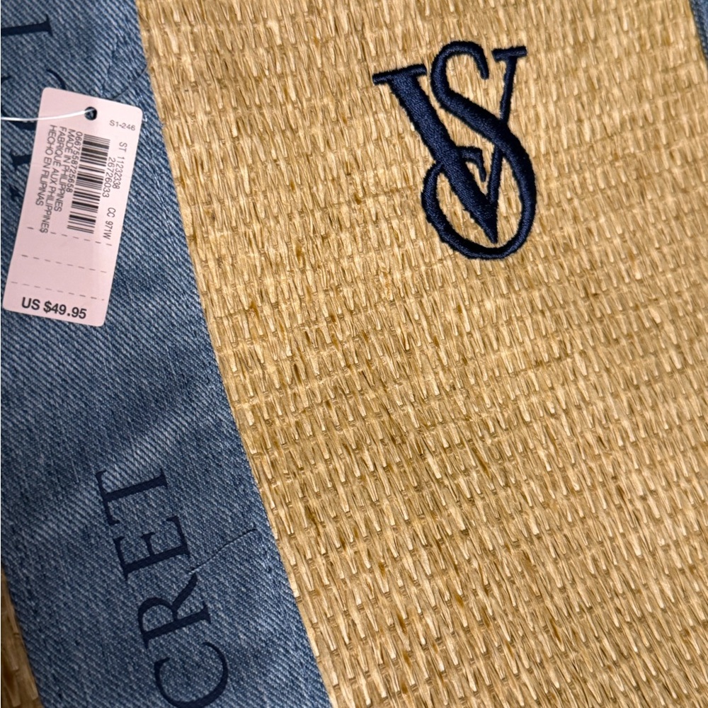 Victoria's Secret Beige Tote with Denim Straps - Picture 3 of 4